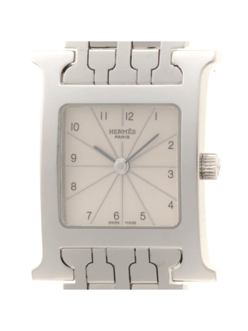 Hermes H Watch Stainless Ivory Quartz